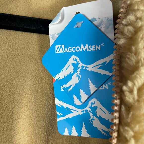 MagcoMsen Fleece Jacket Full Zip Tan Hooded Sherpa Fuzzy Sz S Women's - Picture 11 of 14